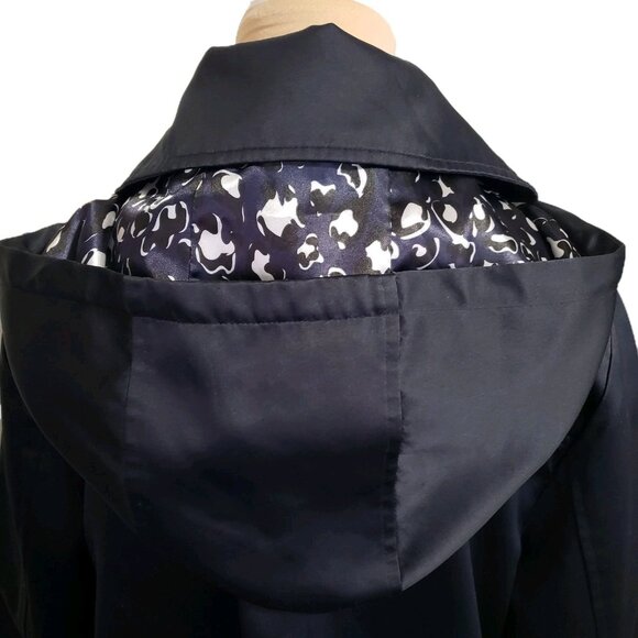 Dennis Basso Womens Hooded Jacket Black Full Zip Size Small Santiny - Picture 7 of 11